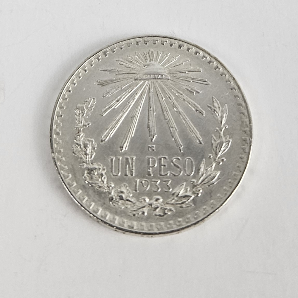 Collectible 1933 Antique 1 Mexican Peso | Rare Silver Currency Century Foreign - Picture 4 of 5